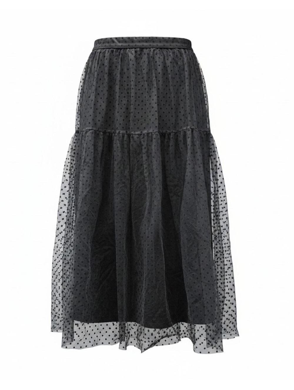 H&M Black  Tulle Tiered Midi Skirt, Sz 10 Witchy,  Romantic,  Whimsigoth🎃
